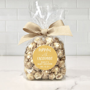Pegatina Redonda Popcorn Baby Shower Popping with Excitation Favor