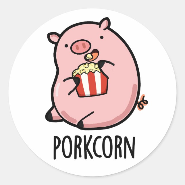 Pegatina Redonda Popcorn Pun (Anverso)