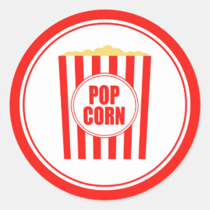 Pegatina Redonda Popcorn Rojo Y Blanco
