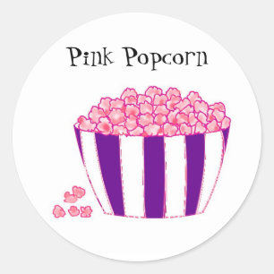 Pegatina Redonda Popcorn rosa