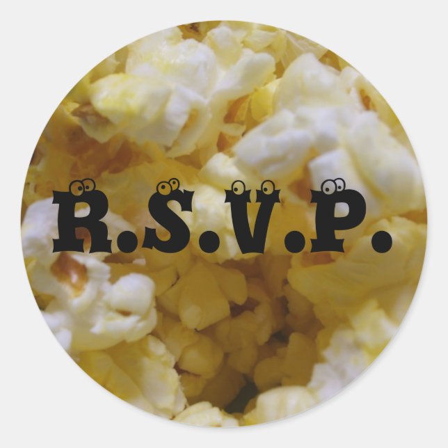 Pegatina Redonda Popcorn RSVP (Anverso)