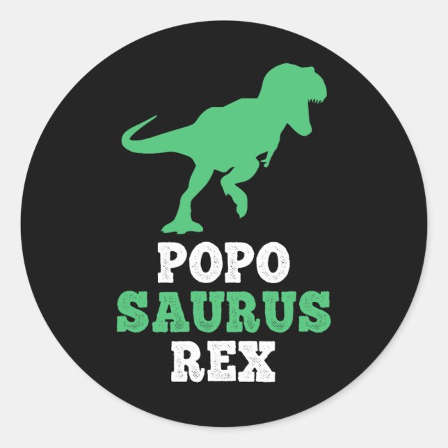 Pegatina Redonda Popo-saurus Rex Dino Dinosaur Poposaurus Funny (Anverso)