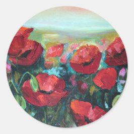 Pegatina Redonda Poppies