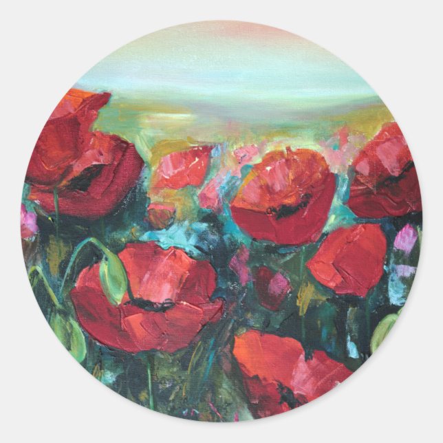 Pegatina Redonda Poppies (Anverso)