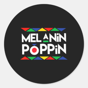 Pegatina Redonda Poppin Black History Gira la historia negra africa
