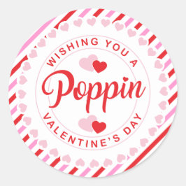 Pegatina Redonda Poppin El día de San Valentín banda rosa y roja