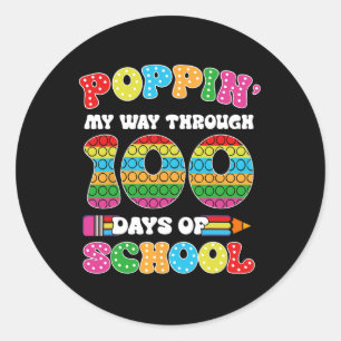 Pegatina Redonda Poppin My Way Through 100 Days Of School Kids 100t