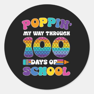 Pegatina Redonda Poppin My Way Through 100 Days Of School Kids 100t