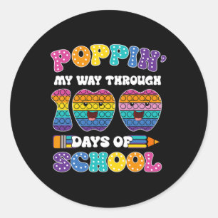 Pegatina Redonda Poppin My Way Through 100 Days Of School Kids 100t