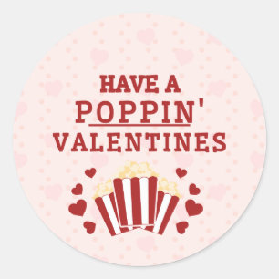 Pegatina Redonda Poppin Valentines Favor Box