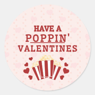 Pegatina Redonda Poppin Valentines Favor Box