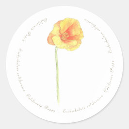 Pegatina Redonda Poppy de California
