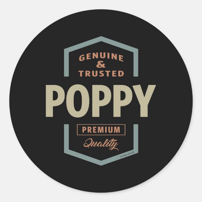 Pegatina Redonda Poppy genuino (Anverso)