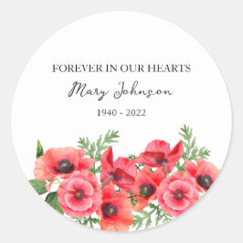 Pegatina Redonda Poppy Memorial Funeral Classic Round Sticker