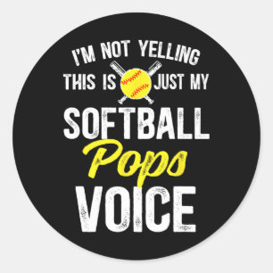 Pegatina Redonda Pops de Softbol Voz Pops De Un Jugador De Softbol