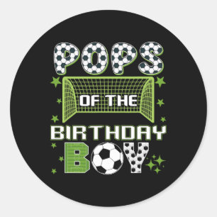 Pegatina Redonda Pops Del Grupo De Fútbol Del Chico De Cumpleaños P