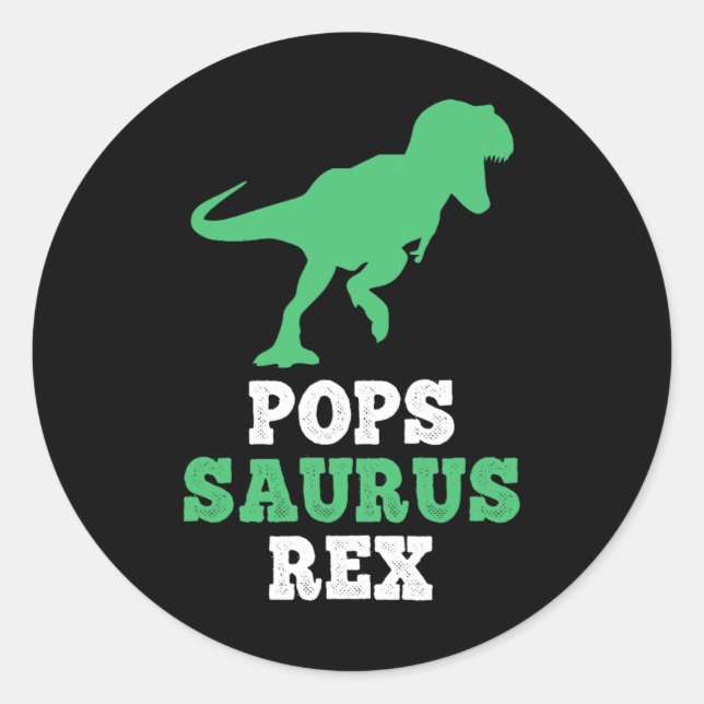 Pegatina Redonda Pops-saurus Rex Dino Dinosaur Divertido Popssaurus (Anverso)