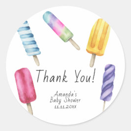 Pegatina Redonda Popsicle Baby shower Gracias