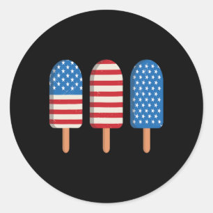 Pegatina Redonda Popsicle Bandera Estadounidense Patriótica 4 De Ju