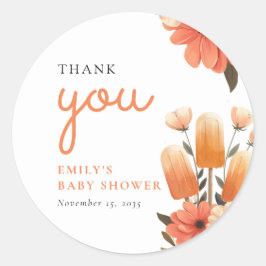 Pegatina Redonda Popsicle Ready to Pop Baby Shower