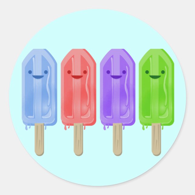 Pegatina Redonda Popsicles (Anverso)