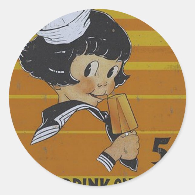 Pegatina Redonda Popsículos De Cinco Céntimos (Anverso)