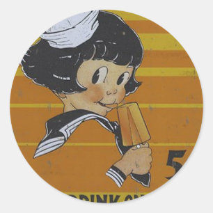 Pegatina Redonda Popsículos De Cinco Céntimos