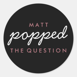 Pegatina Redonda Poptó por la pregunta Boda Rosa de oro