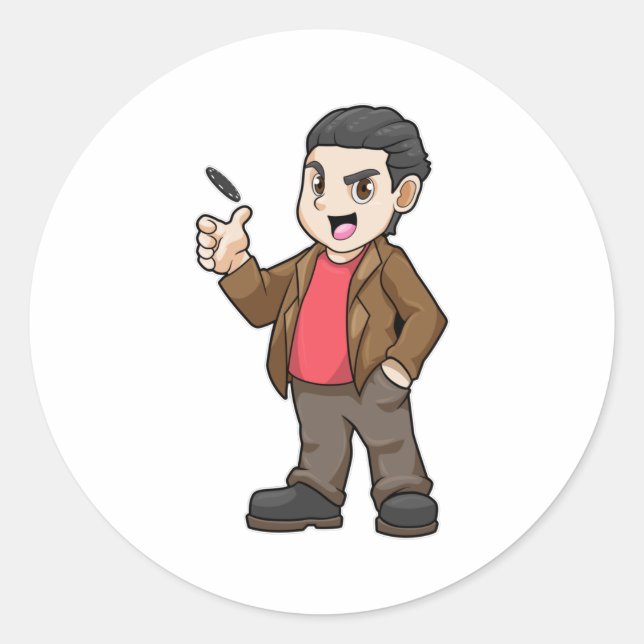 Pegatina Redonda Póquer con amigos (Anverso)