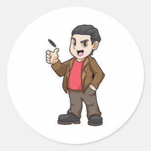 Pegatina Redonda Póquer con amigos