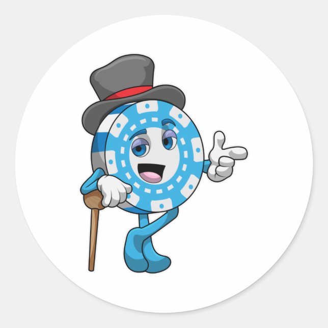 Pegatina Redonda Póquer con fichas de póker (Anverso)