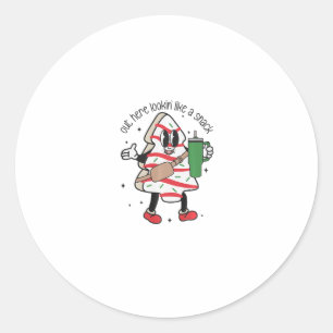 Pegatina Redonda por aquí parece una cafetería navidades lindos
