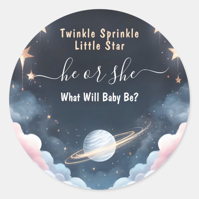 Pegatina Redonda Por Cloud Twinkle Twinkle Little Star Gender Revel (Anverso)