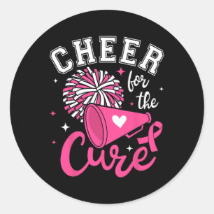 Pegatina Redonda Por Cure Cute Cheerader Cinta Rosa Pom Pom