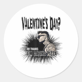 Pegatina Redonda Por el Día de San Valentín tatuado de hombre solte