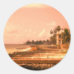 Pegatina Redonda Por el océano (tono del melocotón)
