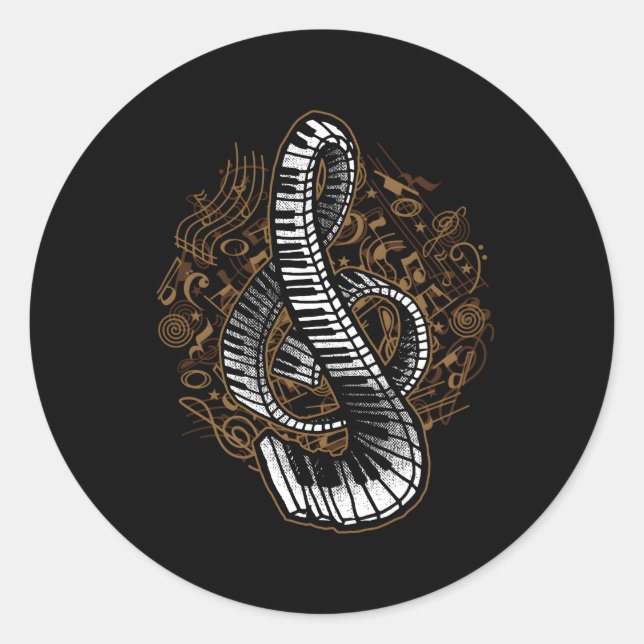 Pegatina Redonda Por el piano (Anverso)