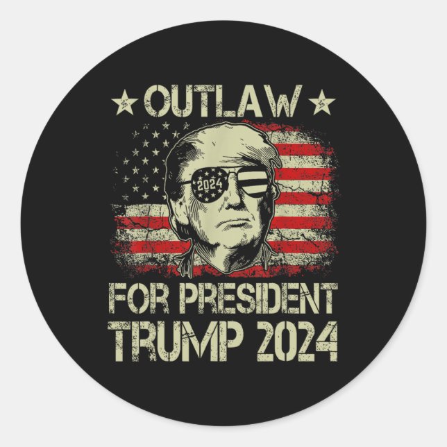 Pegatina Redonda Por el presidente Trump 2024 (Anverso)