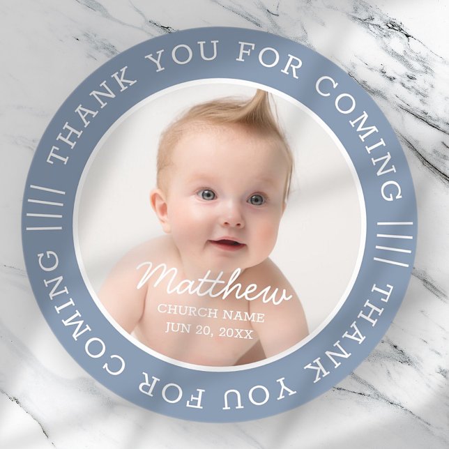 Pegatina Redonda Por Él, Santo Baptismo Gracias Por Venir Foto (Subido por el creador)