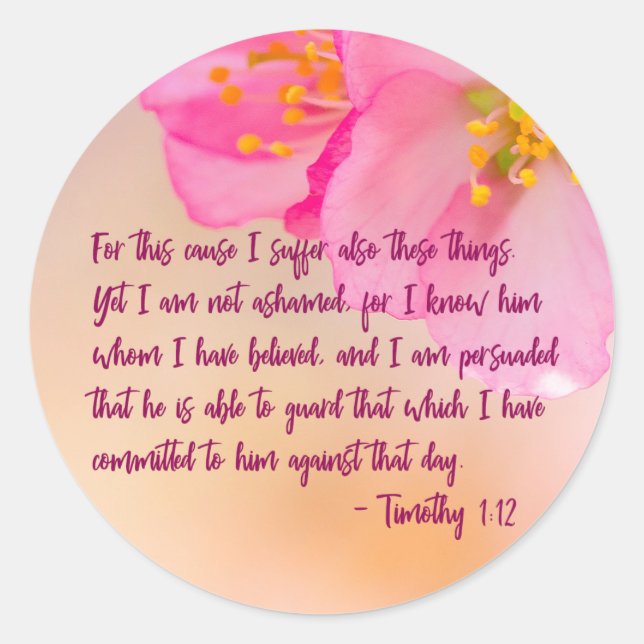 Pegatina Redonda Por Esta Causa Sufro Floral Cristiana (Anverso)