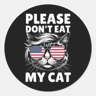 Pegatina Redonda Por favor, no te comas a mi gato Funny News Funny