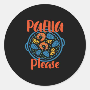 Pegatina Redonda Por favor Paella Cocina Española Viajes España Vac