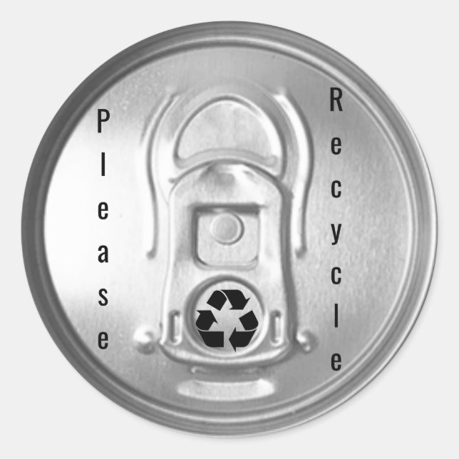 Pegatina Redonda Por Favor, Reciclar Soda Pop Beer Can Lie (Anverso)