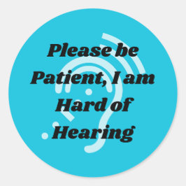 Pegatina Redonda por favor, ten cuidado con la audición - azul