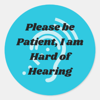Pegatina Redonda por favor, ten cuidado con la audición - azul