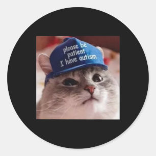 Pegatina Redonda Por Favor Ten Paciencia Tengo Autismo Gato Diverti