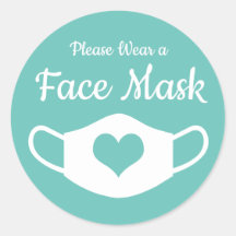 Por favor use una mascarilla Corazón azul y blanco