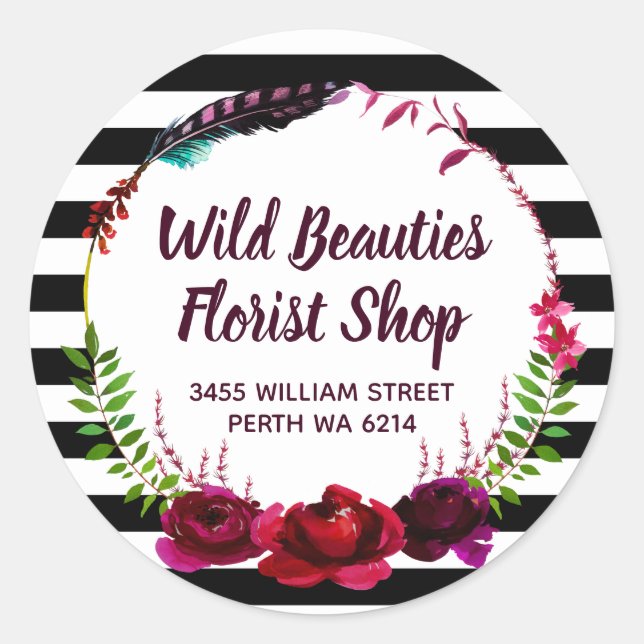 Pegatina Redonda Por Florisco Artista Floral (Anverso)