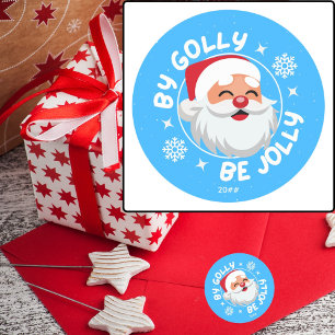 Pegatina Redonda Por Golly Be Jolly Cute Santa Christmas Sticker