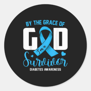 Pegatina Redonda Por Grace God Soy Un Sobreviviente De La Diabetes